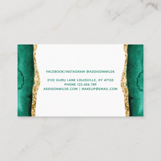 エメラルドグリーンと金ゴールド水彩ロイヤリティカード ロイヤリティカード (裏面)