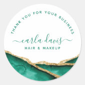 エメラルドグリーンと金ゴールド水彩 ラウンドシール (正面)