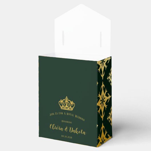 エメラルドグリーンと金ゴールド王室のクラウン結婚ズ フェイバーボックス (オープン)