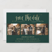 エメラルドグリーンと金ゴールド結婚の写真デートを保存 セーブザデート (正面)