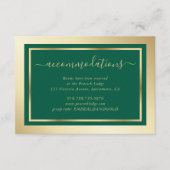 エメラルドグリーンと金ゴールド結婚ズホテルアコモデーション エンクロージャーカード (正面)