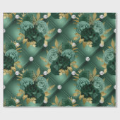 エメラルドグリーンと金ゴールド結婚ズ ラッピングペーパー (フラット)