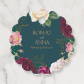 エメラルドグリーンと金ゴールド結婚フローラ フェイバータグ (裏面)