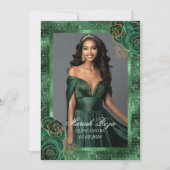 エメラルドグリーンと金ゴールド誕生日フォト招待状 招待状 (正面)