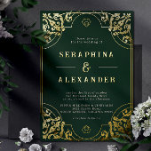 エメラルドグリーンと金ゴールド |ヴィンエレガントテージ結婚式 箔招待状