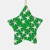 エメラルドグリーンに銀色の星 セラミックオーナメント (右)