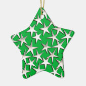 エメラルドグリーンに銀色の星 セラミックオーナメント (左)
