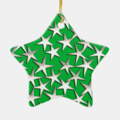 エメラルドグリーンに銀色の星 セラミックオーナメント (裏面)
