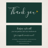 エメラルドグリーンのお買い物感謝割引カード (正面&裏面)