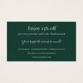 エメラルドグリーンのお買い物感謝割引カード (裏面)