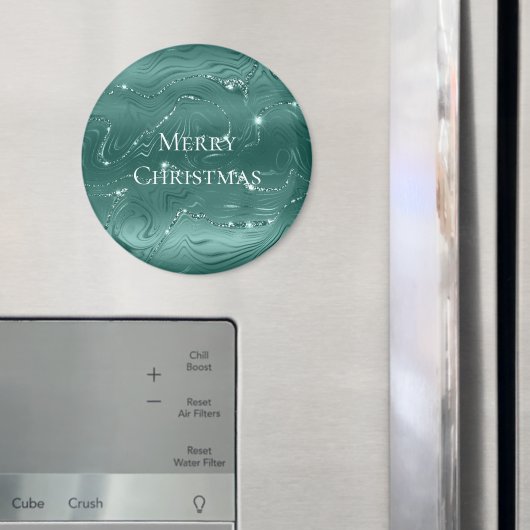 エメラルドグリーンのきらめく大理石のクリスマス マグネット (インサイチュ (冷蔵庫))