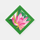 エメラルドグリーンのを使用した大きなピンクの葉スイリ スタンダードランチョンナプキン (角)