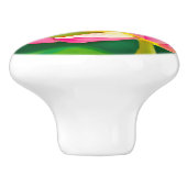 エメラルドグリーンのを使用した大きなピンクの葉スイリ セラミックノブ (側面)