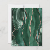 エメラルドグリーンのアゲートとローズゴールドのモダンな結婚式の招待状 (裏面)