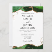 エメラルドグリーンのアゲートを使用したお手頃な結婚式 招待状 (正面)