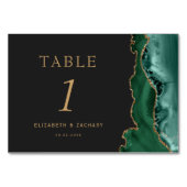 エメラルドグリーンのアゲートゴールドダークウェディング テーブルナンバー (正面)