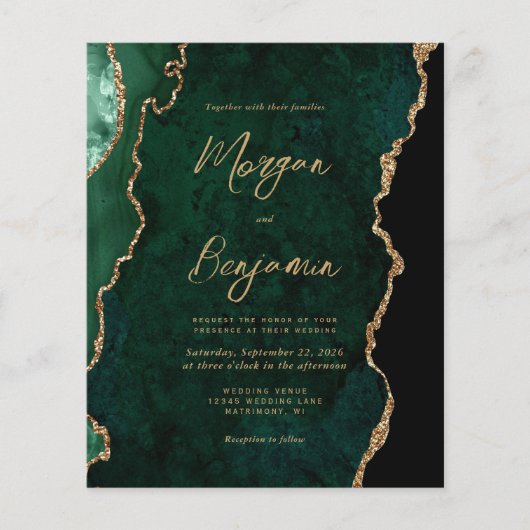 エメラルドグリーンのアゲートスクリプトQRコードウェディング (正面)