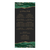 エメラルドグリーンのアゲート枠がゴールドの疑似グリッターでトリミングされた、エレガントでモダンな結婚 ラックカード (裏面)