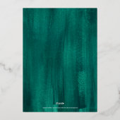 エメラルドグリーンのアートリハーサルディナー前に私たちはする 箔招待状 (裏面)