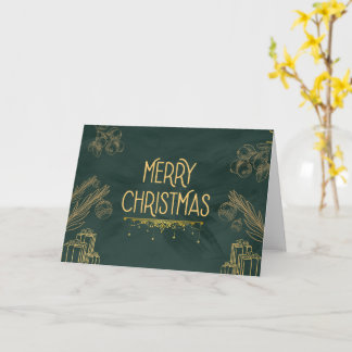 エメラルドグリーンのアールデコクリスマスカード カード
