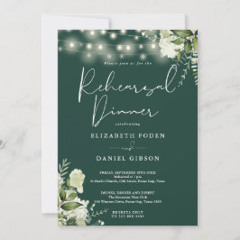 エメラルドグリーンのイルミネーションとグリーン装飾のリハーサルディナー 招待状