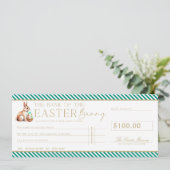 エメラルドグリーンのイースター小切手ギフト券カード 招待状 (スタンド正面)