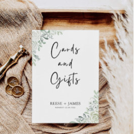エメラルドグリーンのウェディングカードとギフトサイン 招待状