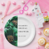 エメラルドグリーンのエレガントなモダンな花のデザインのブライズシャワーパーティー ペーパープレート (パーティー)