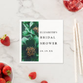 エメラルドグリーンのエレガントな花柄のウェディングシャワーナプキン スタンダードカクテルナプキン (インサイチュ)