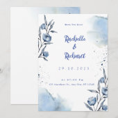 エメラルドグリーンのオールインワン 招待状 (正面/裏面)