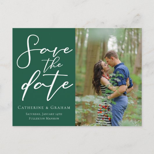 エメラルドグリーンのカップル フォト 森 写真を保存しよう 案内ポストカード (正面)