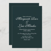 エメラルドグリーンのカリグラフィースクリプトグリーンウェディング 招待状 (正面/裏面)