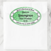 エメラルドグリーンのグリッターとダイヤモンドの製品ラベル 楕円形シール (バッグ)