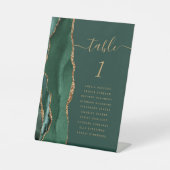 エメラルドグリーンのゴールドアゲートのウェディングテーブルナンバー 台座サイン (正面)