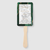 エメラルドグリーンのゴールドアゲート大理石の結婚式プログラム ハンドファン (正面)