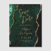 エメラルドグリーンのゴールドアゲート磁石式Save the Date (正面)