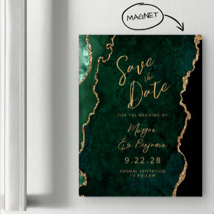 エメラルドグリーンのゴールドアゲート磁石式Save the Date