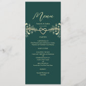 エメラルドグリーンのゴールドフラワーの結婚式 メニュー (正面)