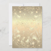 エメラルドグリーンのゴールドフラワーウェディング 招待状 (裏面)