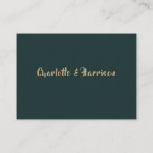 エメラルドグリーンのゴールドモダンな手描きの葉のウェディング エンクロージャーカード (裏面)