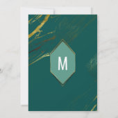 エメラルドグリーンのゴールド幾何学模様の大理石ベビーシャワー 招待状 (裏面)