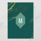 エメラルドグリーンのゴールド幾何学模様大理石結婚式メニュー メニュー (裏面)