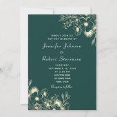エメラルドグリーンのゴールド結婚式招待状 招待状 (正面)