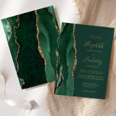 エメラルドグリーンのゴールド アゲート ウェディング 招待状