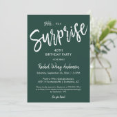 エメラルドグリーンのサプライズ誕生日退職パーティー 招待状 (スタンド正面)