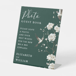 エメラルドグリーンのシノワズリーフォトゲストブックウェディング 台座サイン
