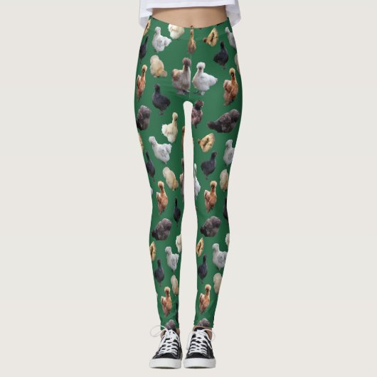 エメラルドグリーンのシルキーバンタム レギンス (正面)