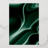 エメラルドグリーンのシルク背景の「Save the Date」 箔招待状 (裏面)