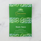 エメラルドグリーンのシルバー キンセアニエラ お祝い 招待状 (内部)