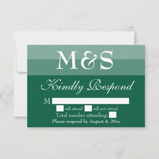 エメラルドグリーンのシンプルな結婚式RSVPカード サンキューカード (正面)
